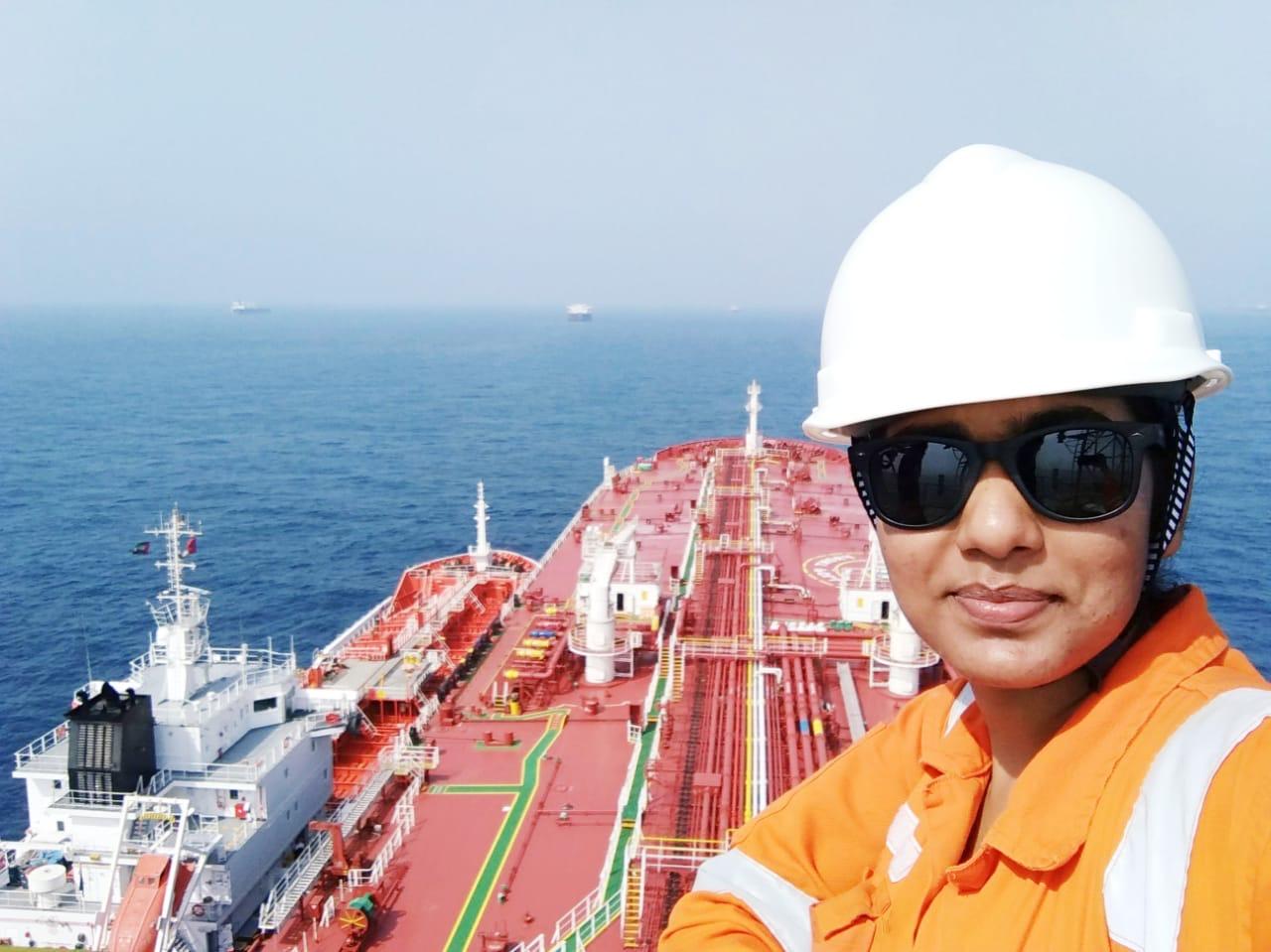 Amreen Bano on board ship